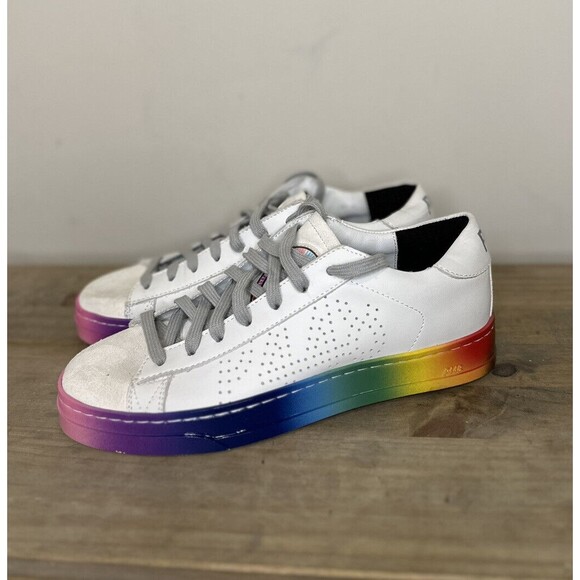 P448 Jack Pride Capsule Sneaker Size 37 White Rainbow - Picture 1 of 12